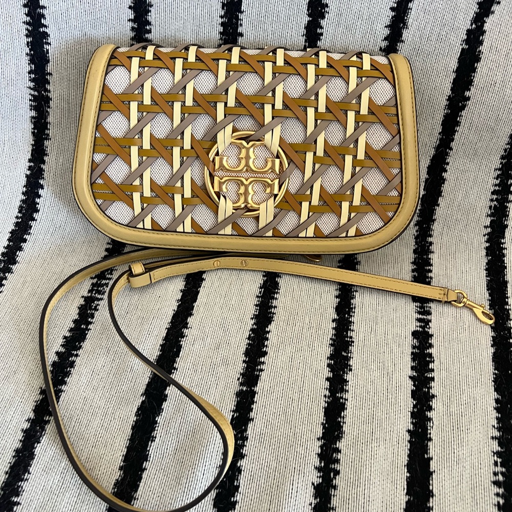 TORY BURCH MILLER BASKET WEAVE CROSSBODY